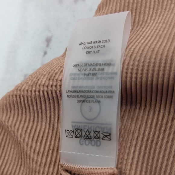 Good American Swim Bottom Women Pink Rib Mid Rise Better Bikini Cheeky - Picture 10 of 12